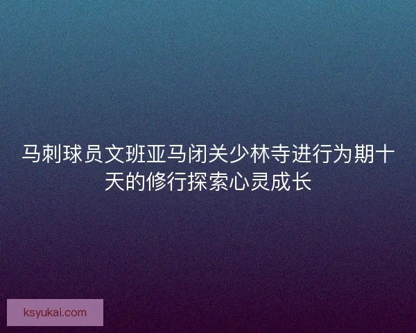 马刺球员文班亚马闭关少林寺进行为期十天的修行探索心灵成长